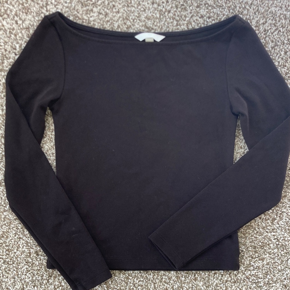 H&M Black Long Sleeve Off-Shoulder Top
